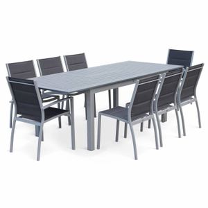 Ensemble table et chaise de jardin Salon de jardin table extensible - Chicago Gris - 