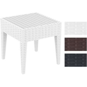 TABLE BASSE JARDIN  Table Basse Design de Jardin Miami I Hauteur de 45 cm en Plastique Aspect Rotin Empilable et Résistante Blanc, 45 x 45 cm [464]