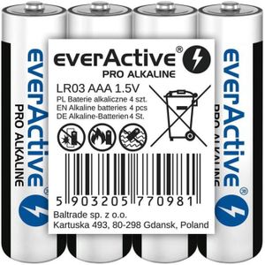 PILES Piles Alcaline - Everactive Lot 4 Aaa Pro Alkaline Lr03 R03 15 Haute Performance 10 Ans