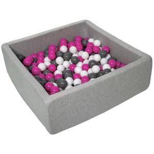 PISCINE À BALLES Piscine à balles pour enfant - Velinda - 24174 - Dimensions 90x90 cm - 200 balles blanc, rose, gris