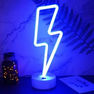 NÉON - ÉCLAIRAGE LED Lightning Bolt Neon Sign, Usb-Batterie Powered Blu