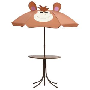 Ensemble table et chaise de jardin Jeu de bistro avec parasol pour enfants 3 pcs Marr