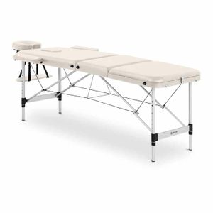 TABLE DE MASSAGE - TABLE DE SOIN Table de massage pliante Lit de massage Portable Cadre en bois 180 kg Beige