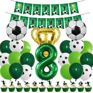 KIT DE DECORATION Ballon De Foot 8 An Vert Décoration D'Anniversaire Fille Garçon,Vert Ballons Set,Happy Birthday Banner,Vert Ballons Pour Fête[J9944]