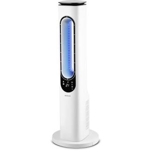 Ventilateur Colonne, Ventilateur Tour Sans Pales Sécurisé avec Télécommande, 8 Vitesses, 8H Minuterie, Oscillation à 80°, Écran LED, Ventilateur Silencieux pour la Maison, Chambre, Salon, Bureau