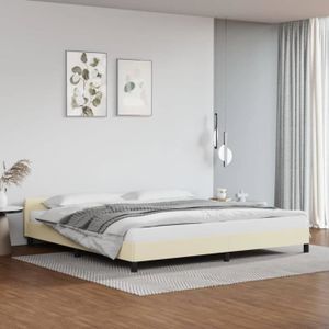 STRUCTURE DE LIT FAFEICY Cadre de lit avec tête de lit Crème 200x200 cm Similicuir BA001