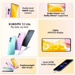 SMARTPHONE Xiaomi 12 Lite 5G Smartphone,6 + 128 Go,écran AMOL