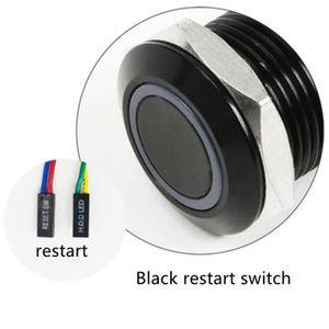 INTERRUPTEUR Black restart switch-60cm-22mm-white -Interrupteur à bouton métallique pour PC,12-16-19-22mm,avec câble de carte mère 60cm,étanch