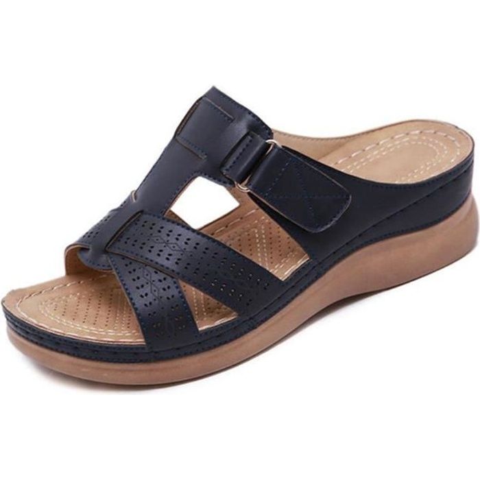 Mules orthopediques ouverts femme en cuir Cdiscount