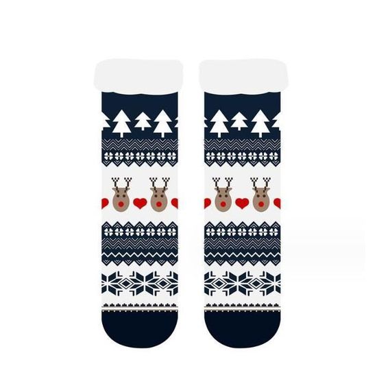 Chaussettes Chaudes Hiver Femme - Chaussettes Polaire Antidérapantes Avec Motifs Animaux, Confortables Et Douces Taille 35-41
