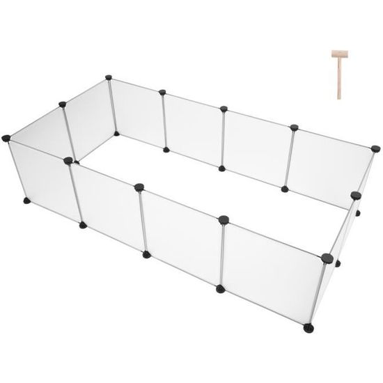 Enclos Modulaire Pour Rongeurs Peter - 12 Panneaux Noir 140x70x35 Cm, Métal, Idéal Pour Cochons D'Inde Et Lapins - 3