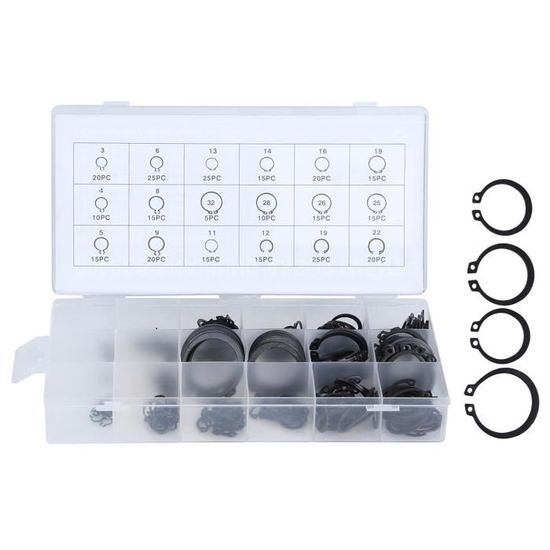 Kit De 150 Bagues De Retenue Internes (circlips) En Acier - Diamètres De 7 Mm à 22 Mm