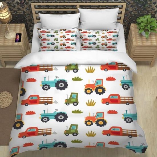 Housse De Couette 140x200 Cm + 1 Taie D'oreiller 65x65 Cm - Imprimé 3D Carlin, Polycoton Doux - Pour Enfant Et Ado