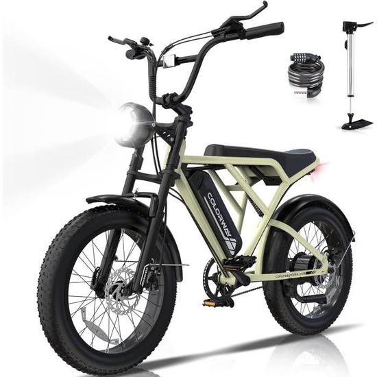 Vélo électrique VAE - ColorWay - Noir&Doré - 20"Pneu 4.0 Fat - Batterie amovible 36V 12Ah - E-BIKE Tout Terrain - VTT Électrique