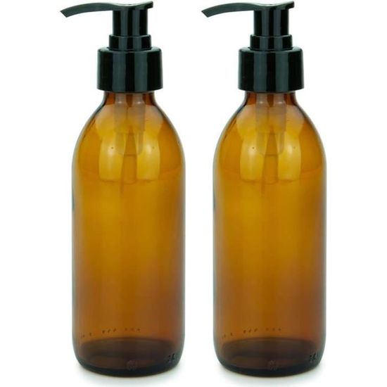 Lot De 2 Distributeurs De Savon à Pompe - Capacité 300ml - Couleur Marron - Pour Cuisine, Salle De Bain, Buanderie