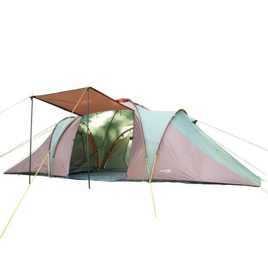 SKANDIKA Tente de camping familiale DAYTONA XXL - 6 personnes - 570x390cm - Coloris : vert/marron