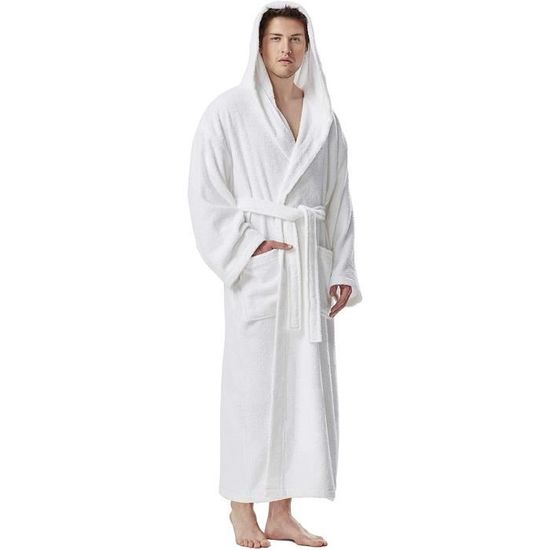 Peignoir Bain Femme Arus Longueur Mollet - Coton OEKO-TEX 380g/m² - Capuche Et Poches