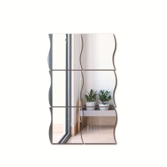 VINFUTUR 12pcs Miroir Autocollant Mural Argenté Miroir Murale adhesif Forme en Vagues DIY Decal Miroir de Style pour Décoration Bureau Maison Chambre - 12 * 9.5cm VINFUTUR 12pcs Miroir Autocollant Mural Argenté Miroir Murale adhesif Forme en Vagues DIY Decal Miroir de Style pour Décoration Bureau Maison Chambre - 12 * 9.5cm