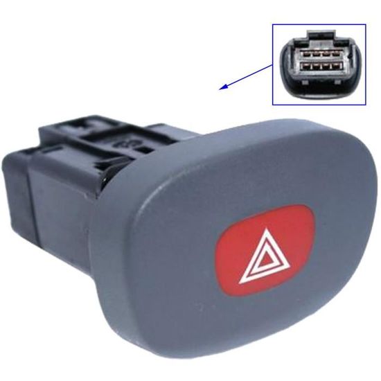 Interrupteur Feux De Détresse Warning Compatible Renault Clio 2 - OEM 8200442723, Bouton Urgence 4 Broches