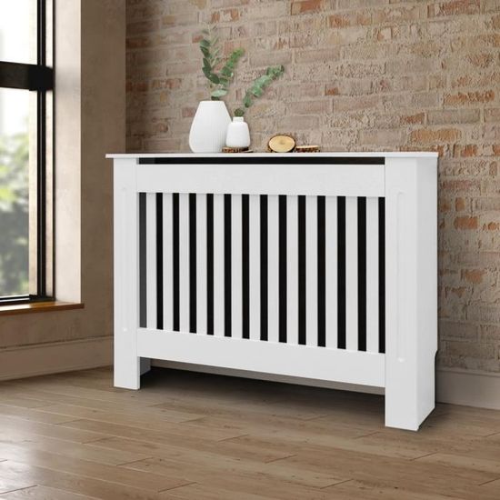 ECD Germany Cache-Radiateur Chauffage Moderne - 78x19x82cm - Blanc Étagère  en Bois MDF Housse Décorative Robuste Motif - Cdiscount Bricolage