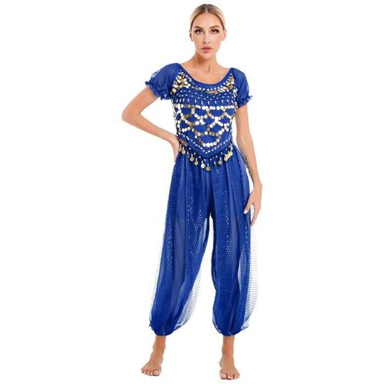 Tenue Danse Orientale Femme – Crop Top Pailleté Et Jupe En Tulle à étoiles, Pour Spectacle Ou Fête