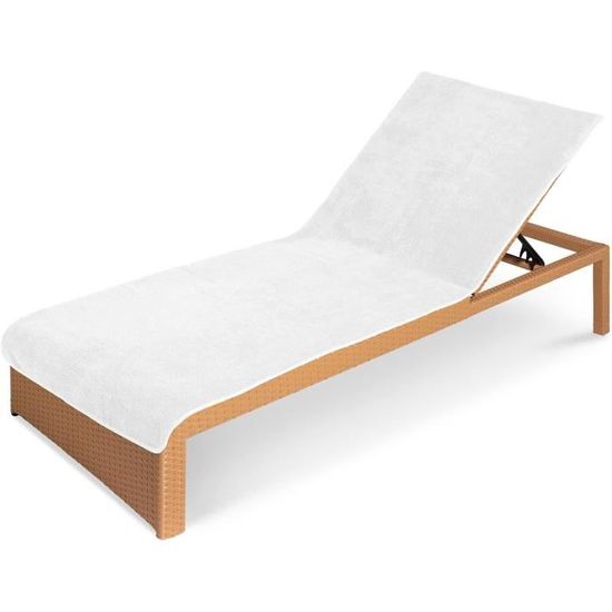 Housse Transat éponge 200x75 Cm - 100% Coton | Protection Chaise Jardin, Serviette Plage Piscine