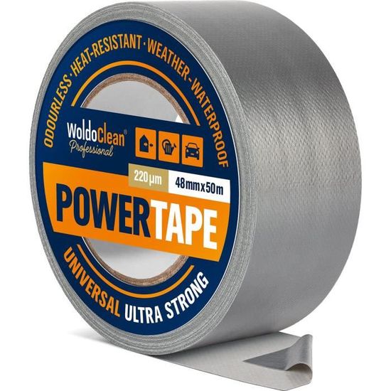 Duck Tape Original 106-00 – Ruban Adhésif Toilé Ultra-Résistant, 50 Mètres, Argent, Déchirable à La Main