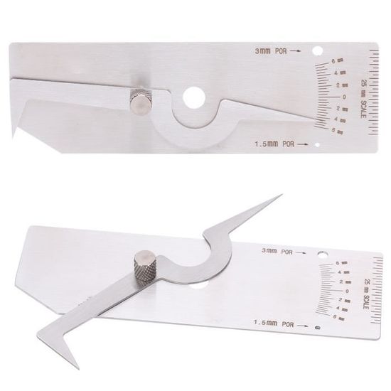 Jauge De Contrôle Pour Soudures D'angle – Mesure Gorge (4-12 Mm) Et Longueur De Jambe (4-18 Mm), En Acier Inoxydable