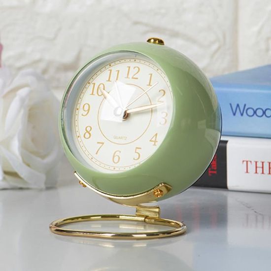 Réveil Matin Analogique 4,5" – Réveil Rétro En Métal, Silencieux Sans Tic Tac A Pile Avec Lumiere Nocturne Pour Chambre Bureau Ou Table De Chevet 98222578