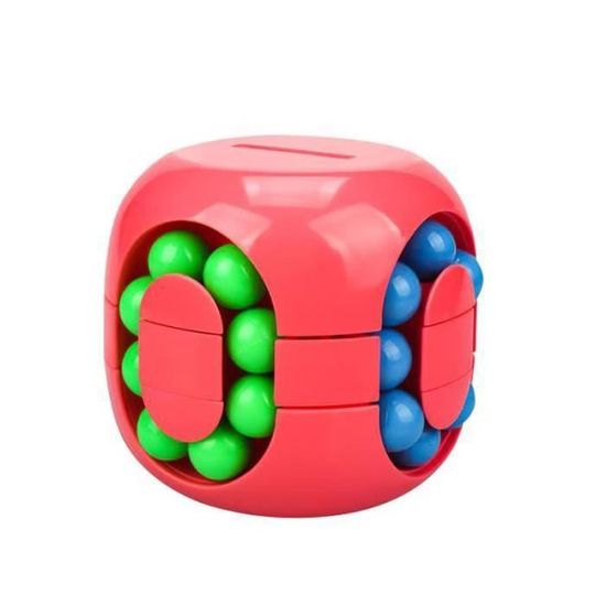 AWY07867-Doigt Spinner Magic Bean Rubik's Cube Tirelire Soulagement De La Pression Jouet Enfants Plus De 6 Ans-Rouge