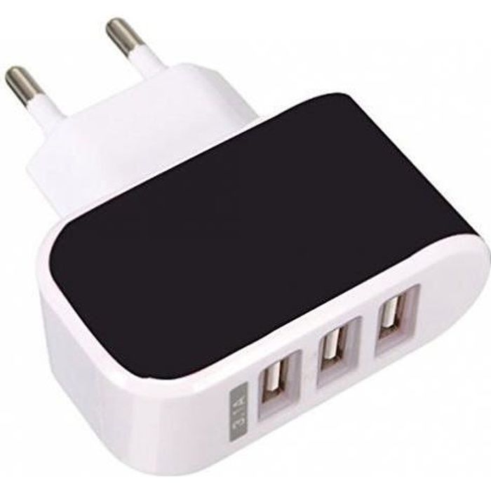 Chargeur USB Secteur 3 Ports Universel Secteur Mural 3.1A max), Adaptateur Secteur USB pour Apple iOS, Android, Appareils Portable