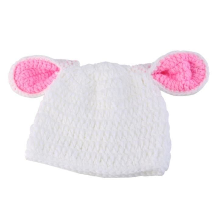 1pc bébé chapeau au crochet tricoté lapin confortable pour nouveau-né CASQUETTE - BONNET - CHAPEAU - PROTEGE OREILLE - SNOOD