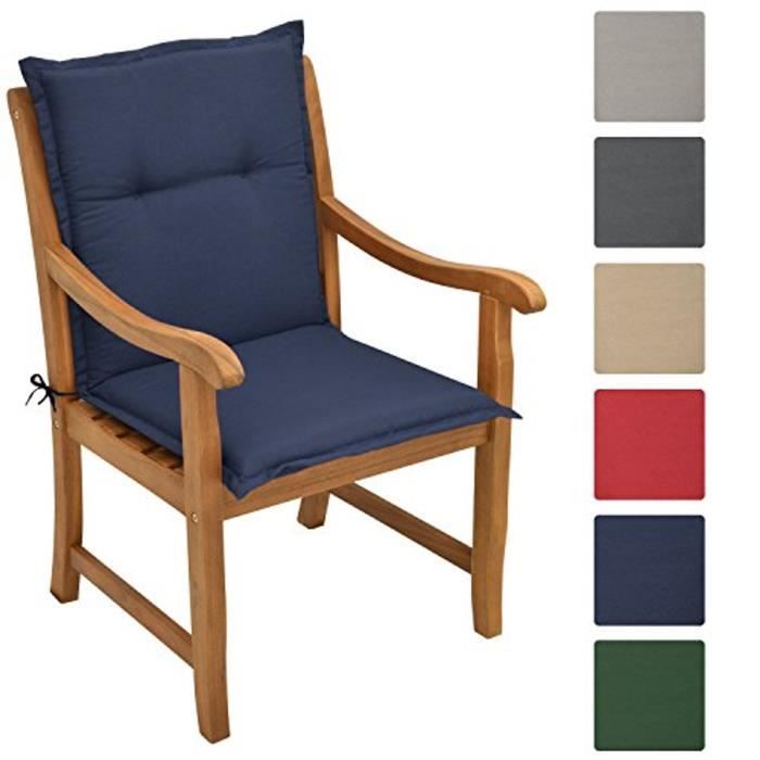 Beautissu Coussin dossier bas Loft NL 100x50x6cm Bleu foncé - Coussin chaise bas - Coussin exterieur jardin