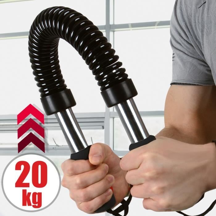 Power Twister Barre à Ressort 20 kg Résistance Musculation des Pectoraux et Épaules Appareil Bras Biceps Triceps Poignets Avant-Bras