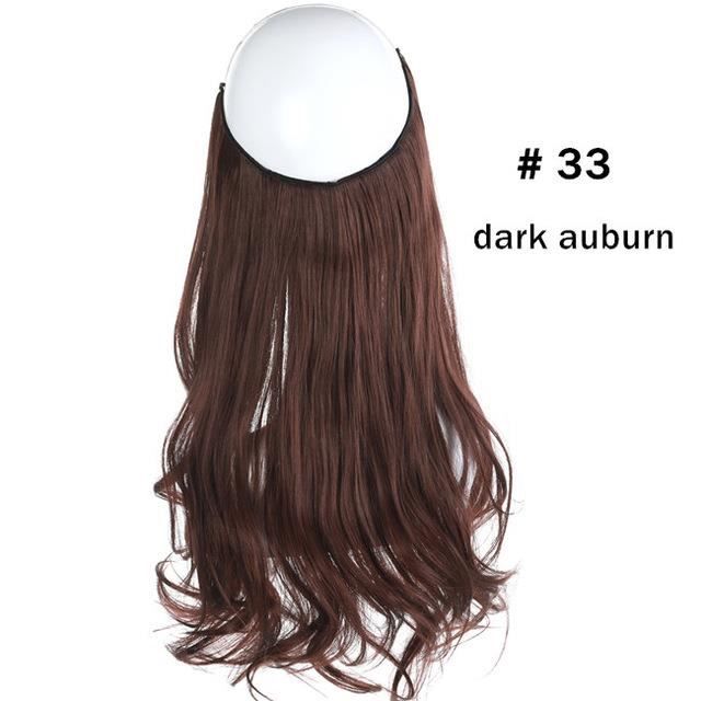 12-#33 - vague Halo de cheveux pas de pince en Ombre Blonde noir rose synthétique naturel caché Secret faux cheveux pièce