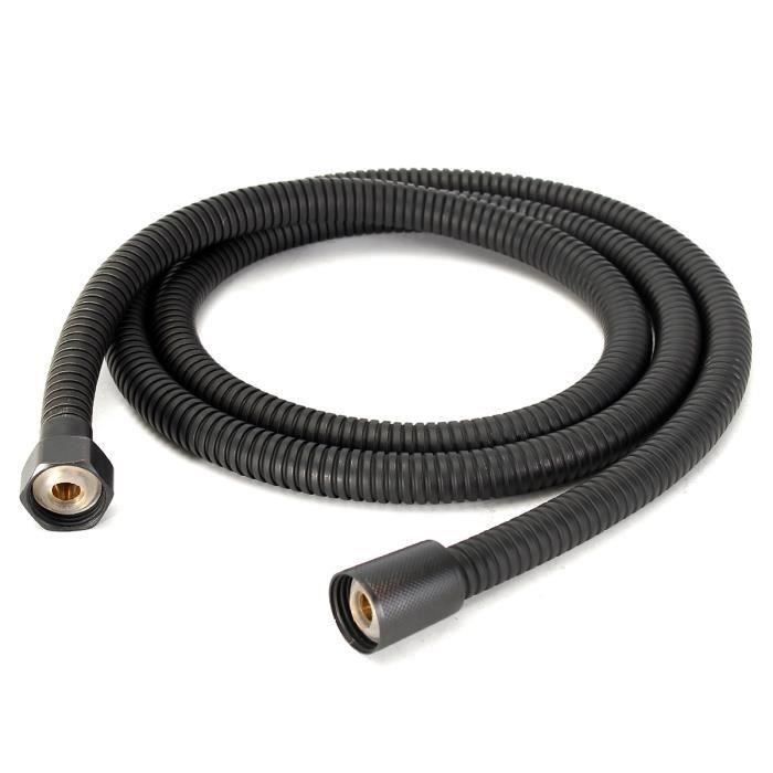 1.5m Flexible de Douche Douchette Tuyau ORB Noir Acier Inox WYK40041