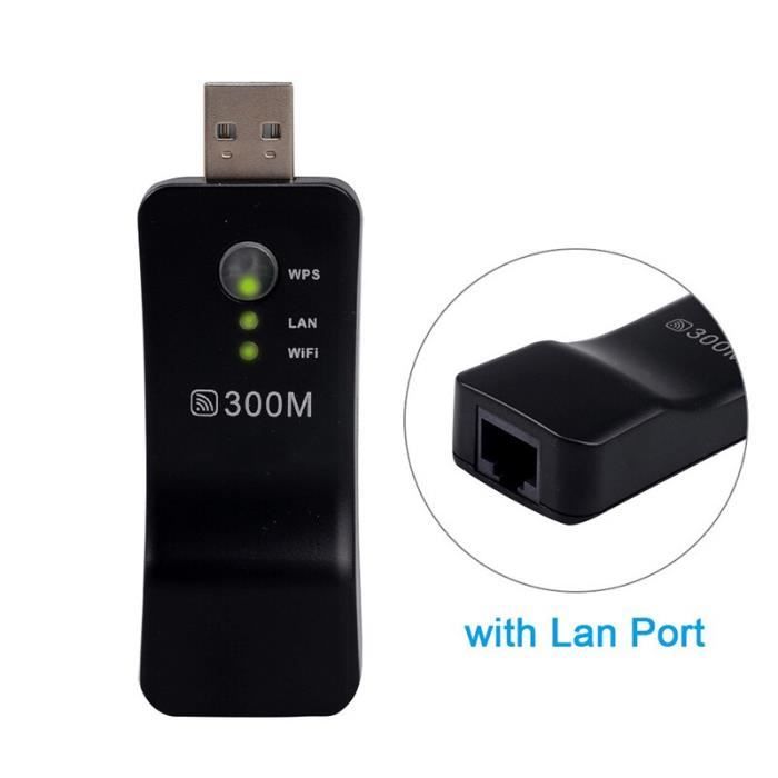 Sans fil USB 300M Smart TV Wifi adaptateur TV bâtons Ethernet réseau pont répéteur Client Portable Internet Signal Boost*PD4316