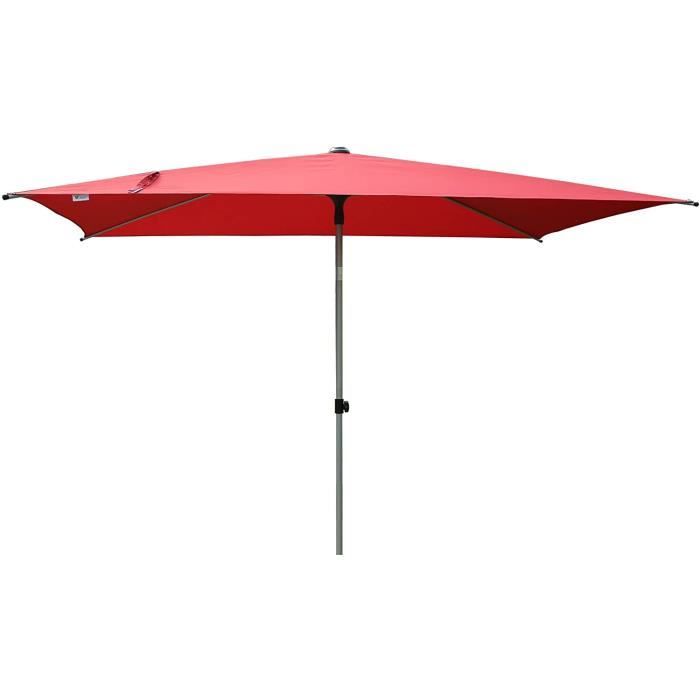 PERGOLA SORARA Porto Parasol de Jardin Exterieur - Rouge - 300 x 200 cm (3 x 2 m) - Rectangulaire - Mécanisme Push-up (Pi131
