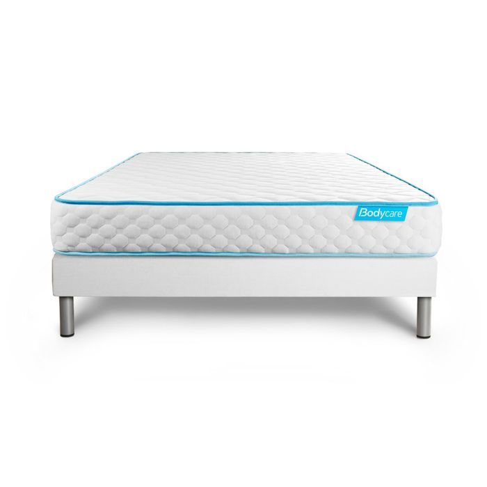 Ensemble sommier matelas 160x200 Bodyone - 19 cm - Confort Très ferme - sommier blanc