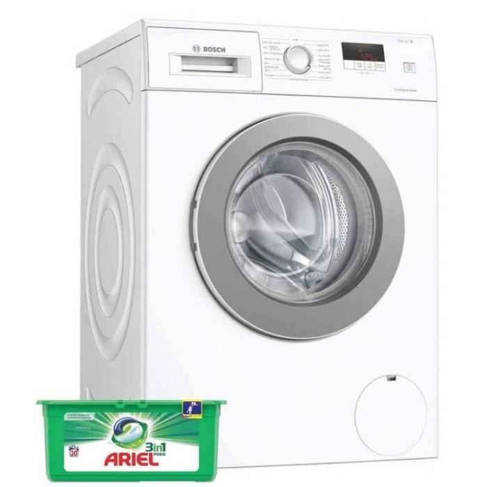 BOSCH Lave-Linge Frontal 7kg 1200trs/min Départ Différé Machine à laver hublot 59 Blanc