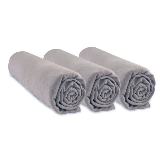 Lot de 3 draps housses Coton Bio - 70x160 - Noisette