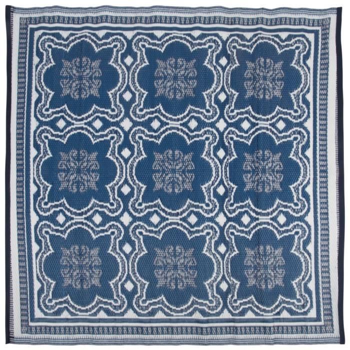 Esschert Design Tapis d'extérieur 151,5 cm Bleu et blanc OC23