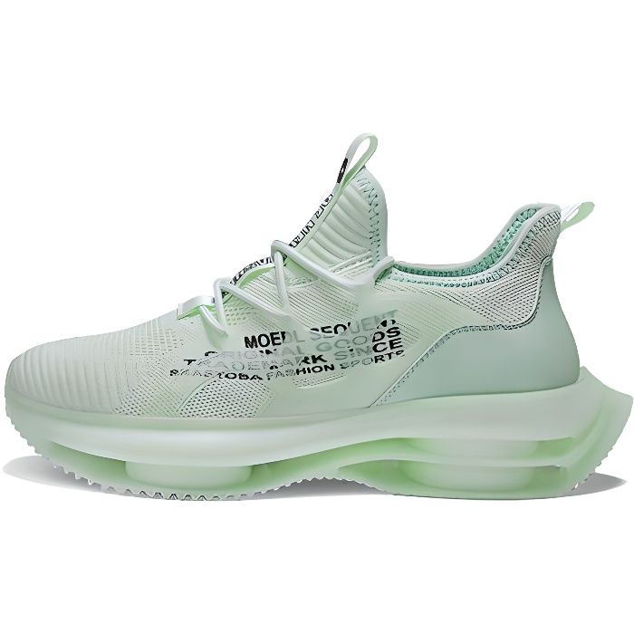 Chaussures de sport pour hommes, semelle pop-corn, chaussures intérieures en maille respirante rehaussée-Vert océan