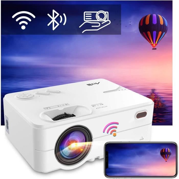 Videoprojecteur WiFi Bluetooth, Artlii Enjoy 2 Mini Projecteur Portable, Retroprojecteur 300'', 720P Natif Supporte 1080P 120 ANSI P