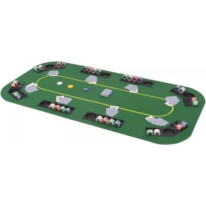 Table de poker pliable pour 8 joueurs 4 plis rectangulaire Vert