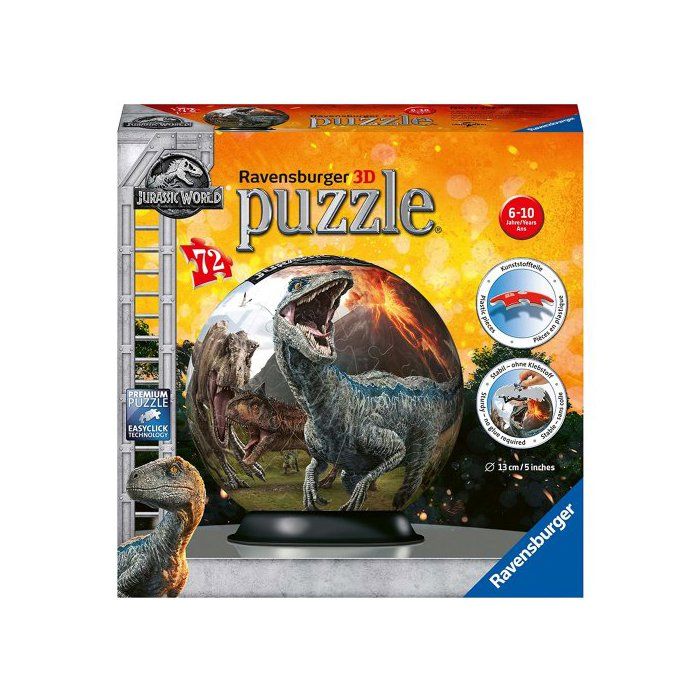 Puzzle 3D - Puzzleball Jurassic World : La Terre Des Dinosaures - 72 Pieces - Ravensburger Puzzle Enfant