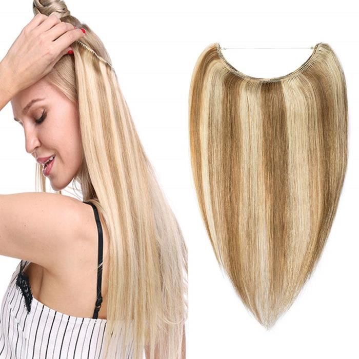 Extension Cheveux Fil Invisible Cheveux Humain Naturel Rajout Cheveux Sans Clips One Piece Wire In Hair Extension [20