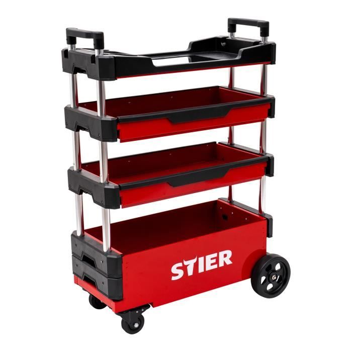 STIER Armoire roulante repliable capacité de charge de 80 kg LxlxH 700x380x535-900 mm - chariot desserte a plateaux