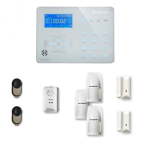 Alarme maison sans fil ICE-B 2 à 3 pièces mouvement + intrusion + détecteur gaz - Compatible Box internet