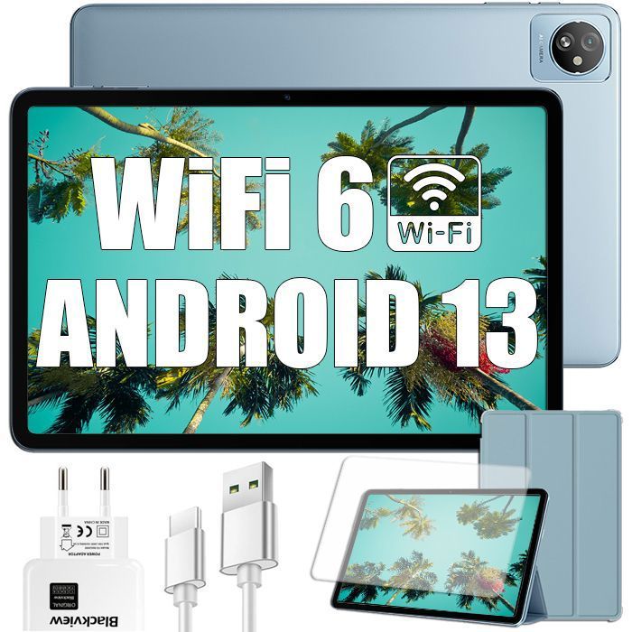 Blackview Tab 30 WiFi Tablette Tactile 10.1 pouces HD+ IPS Android 13Go WiFi 6 RAM 6 Go ROM 64 Go/SD 128 To 5100mAh  – Bleu
